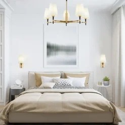 Maytoni Zaragoza kroonluchter 5-lamps stoffen kap