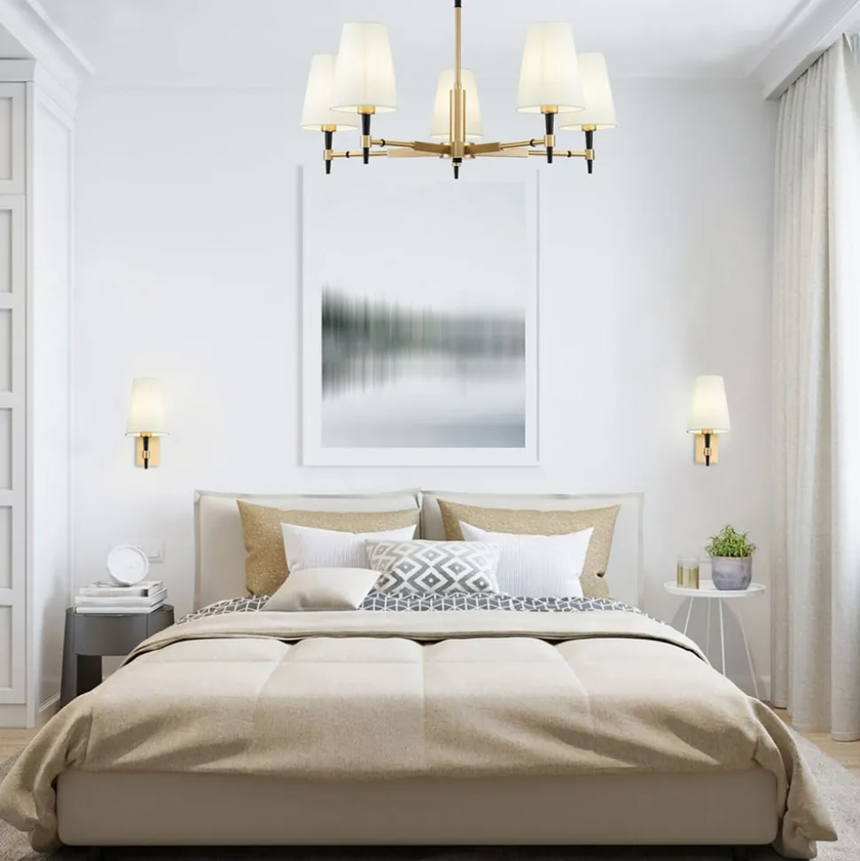 Maytoni Zaragoza kroonluchter 5-lamps stoffen kap