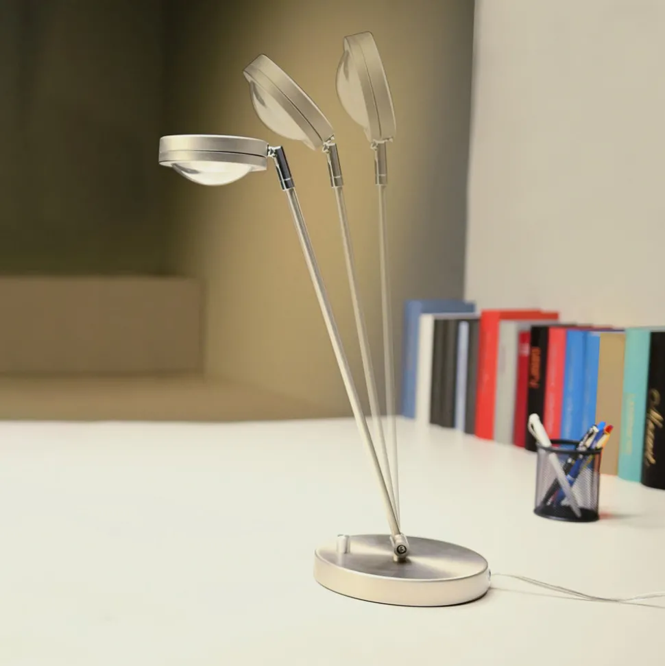 MEGATRON Ottica LED tafellamp met dimmer, titanium