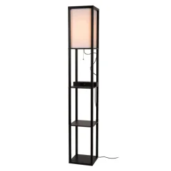 Menno vloerlamp, zwart, 162,7 cm, draadloze oplader