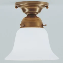 Messing plafondlamp Alena met glazen kap