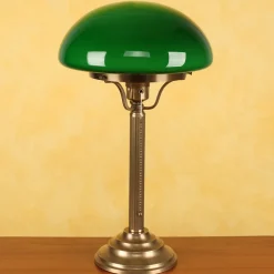 Messing tafellamp Hari met groene kap