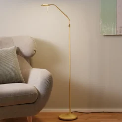 Messingkleurige LED vloerlamp Zenith met dimmer