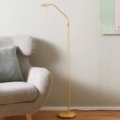 Messingkleurige LED vloerlamp Zenith met dimmer