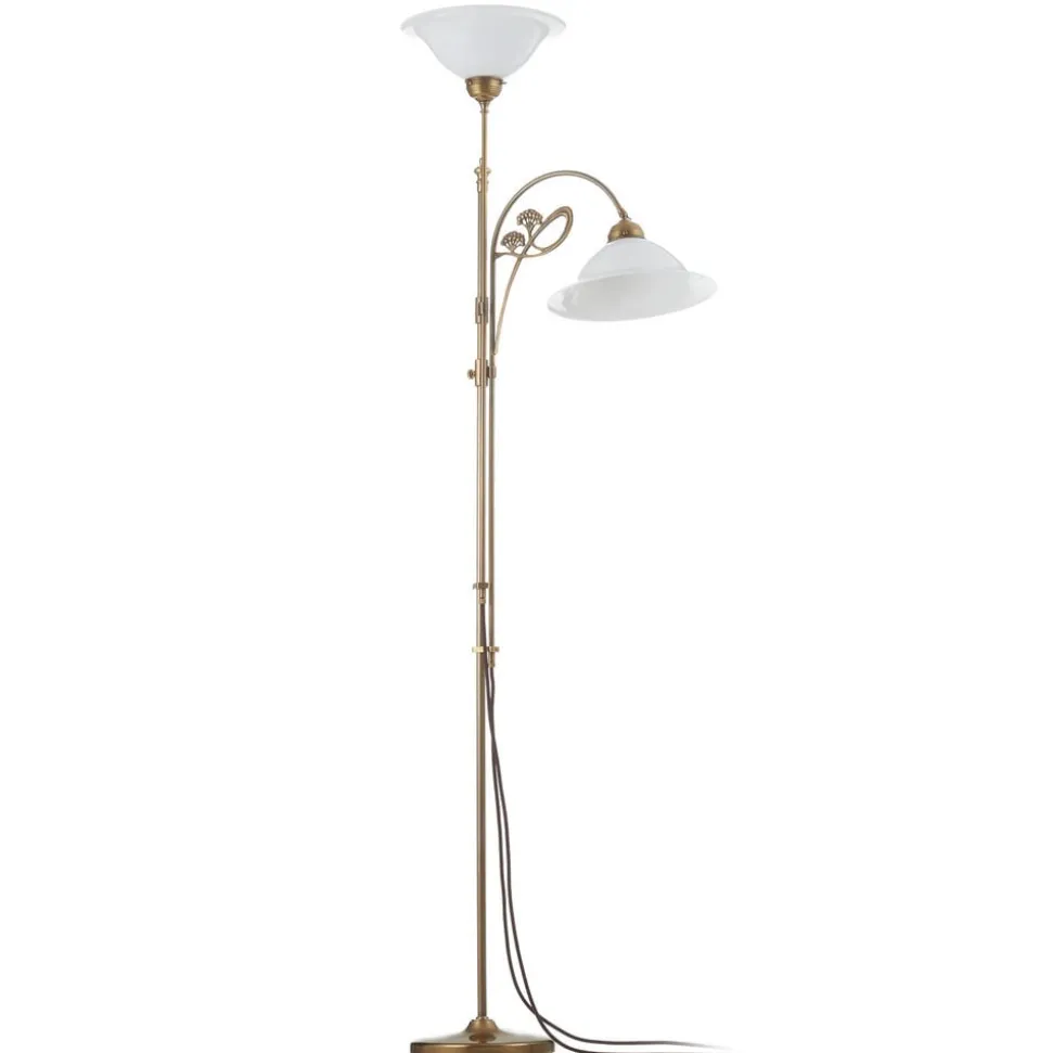 Messing-vloerlamp Alwine, 2-lichts