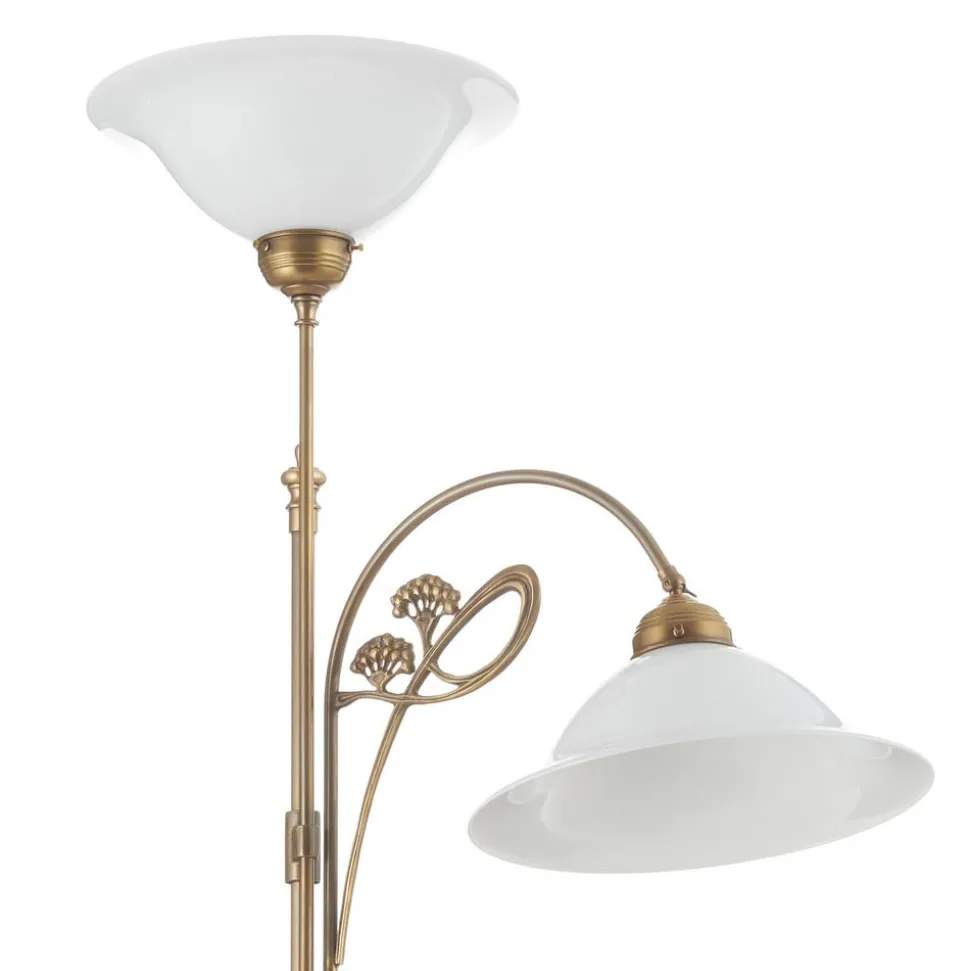 Messing-vloerlamp Alwine, 2-lichts