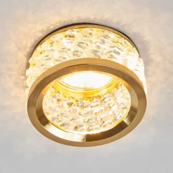 Met kristalversiering - inbouwlamp Iwen, goud