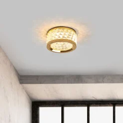 Met kristalversiering - inbouwlamp Iwen, goud