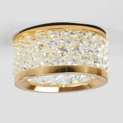 Met kristalversiering - inbouwlamp Iwen, goud