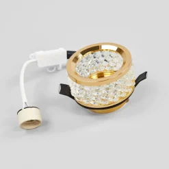 Met kristalversiering - inbouwlamp Iwen, goud