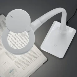 Met voet - LED vergrootglaslamp Lupo in wit