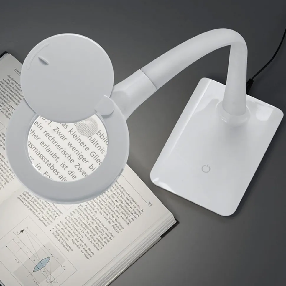 Met voet - LED vergrootglaslamp Lupo in wit