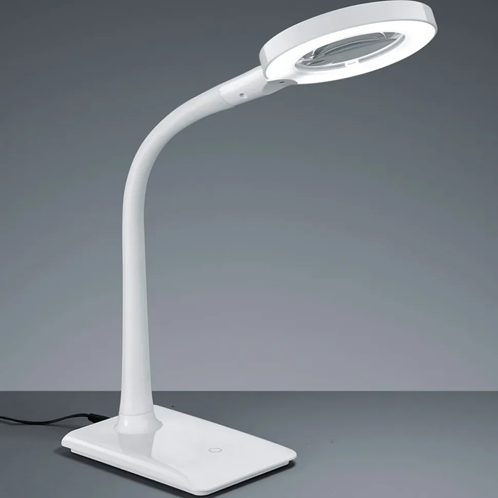 Met voet - LED vergrootglaslamp Lupo in wit