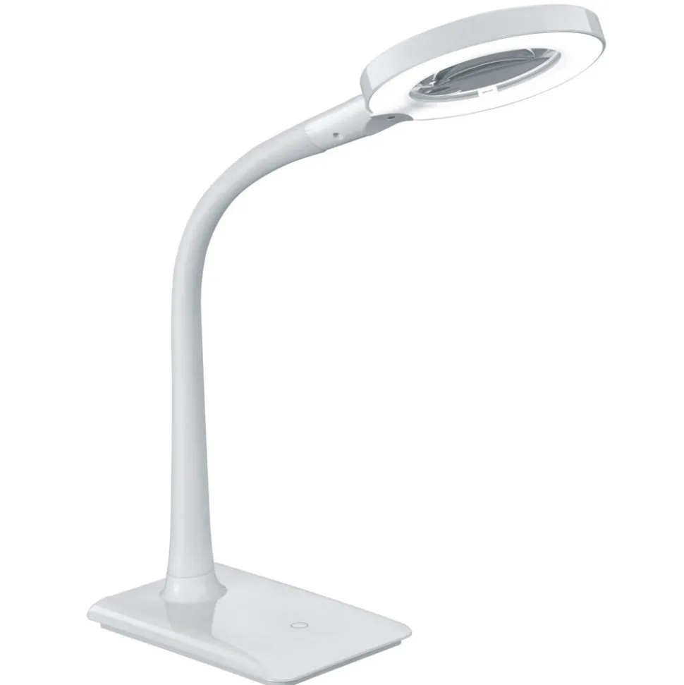 Met voet - LED vergrootglaslamp Lupo in wit