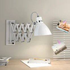 Metalen schaarlamp Kordian, wit