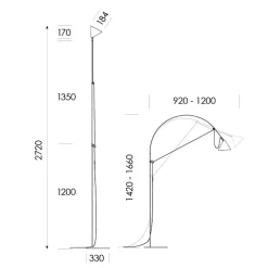 midgard AYNO L vloerlamp grijs/oranje 3.000K