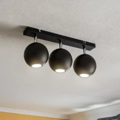 Midnight plafondspot in zwart, 3-lamps lang