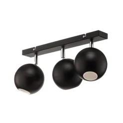 Midnight plafondspot in zwart, 3-lamps lang