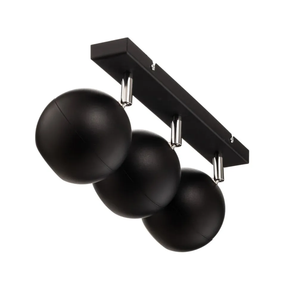 Midnight plafondspot in zwart, 3-lamps lang