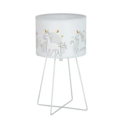 Mila tafellamp, stof, eenhoorns, E14, hoogte 32,5 cm