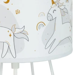 Mila tafellamp, stof, eenhoorns, E14, hoogte 32,5 cm