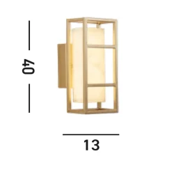 Mirage LED wandlamp, hoogte 40 cm, goud, staal, IP44