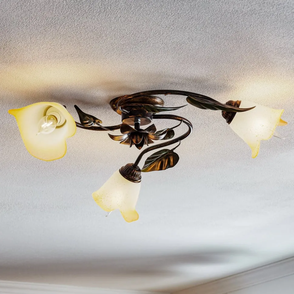 Miranda plafondlamp 3-lamps, brons