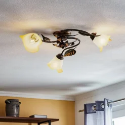 Miranda plafondlamp 3-lamps, brons