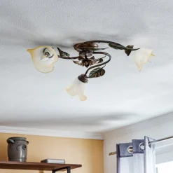 Miranda plafondlamp 3-lamps, brons