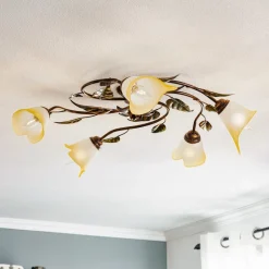 Miranda plafondlamp 5-lamps, brons