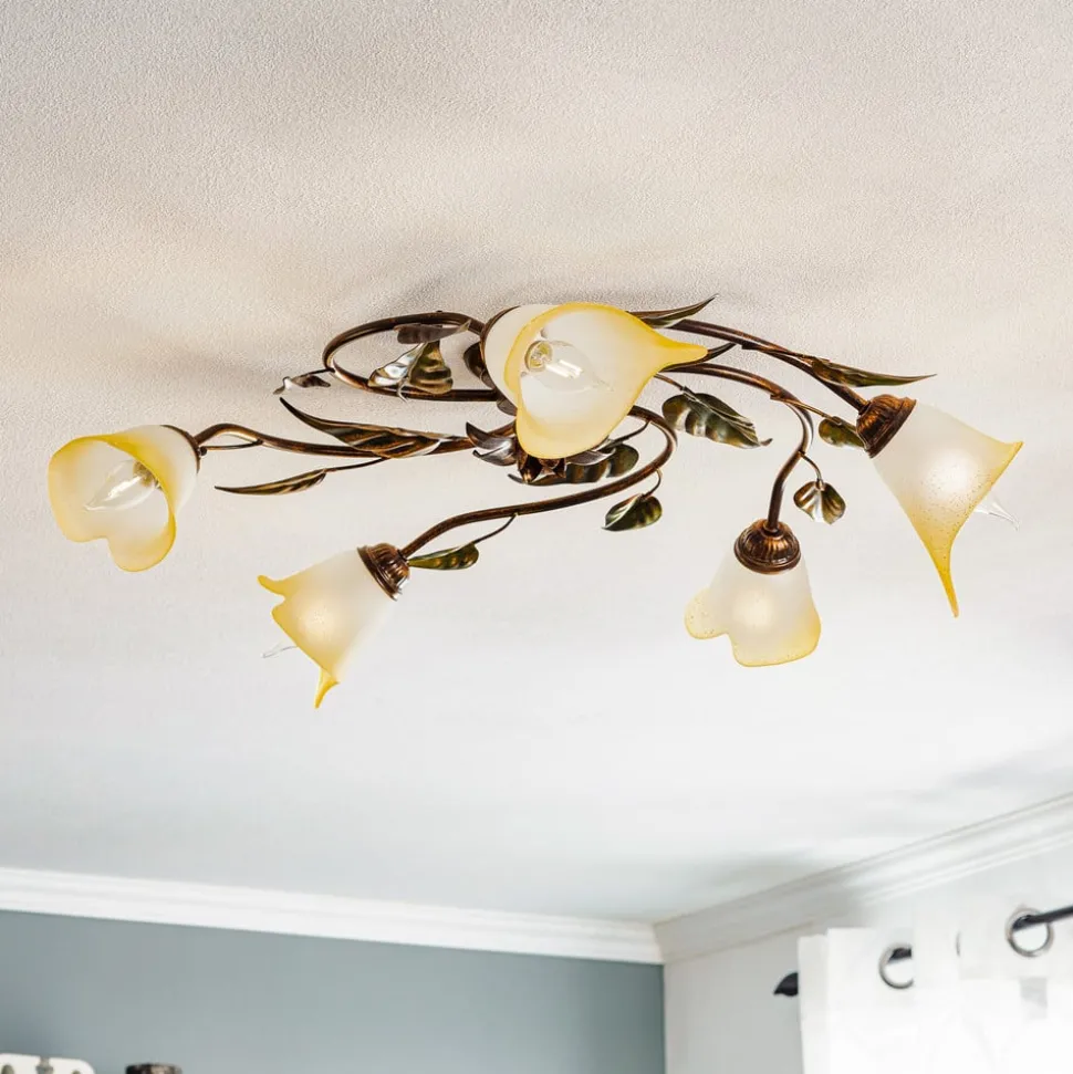 Miranda plafondlamp 5-lamps, brons