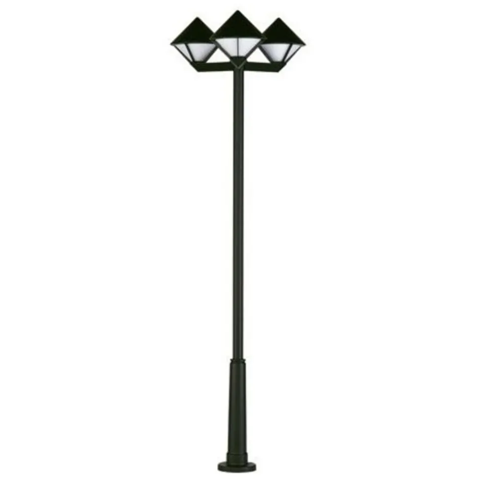 Moderne lantaarnpaal 181, zwart, 3-lamps