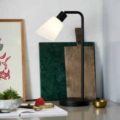 Molli tafellamp, hoogte 46 cm, zwart, glas, metaal