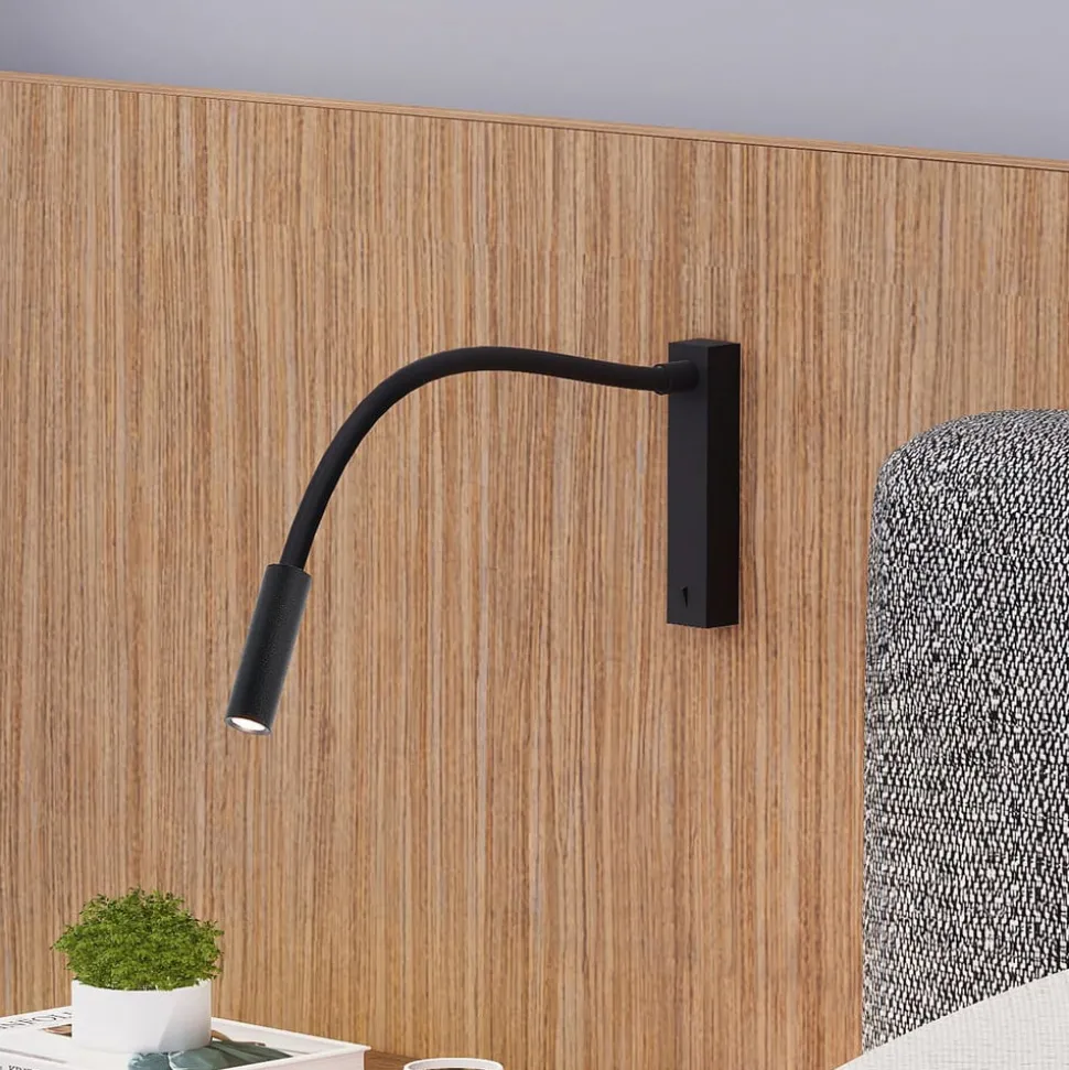 Molto Luce Arok LED wandlamp, zwart, aluminium, projectie 49 cm