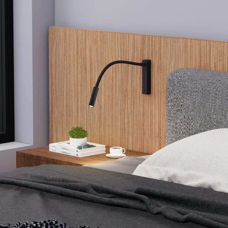 Molto Luce Arok LED wandlamp, zwart, aluminium, projectie 49 cm