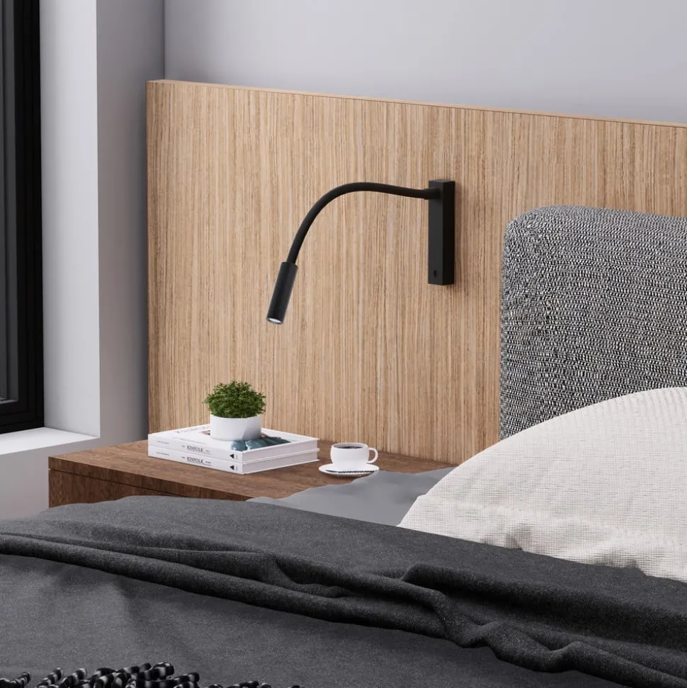 Molto Luce Arok LED wandlamp, zwart, aluminium, projectie 49 cm