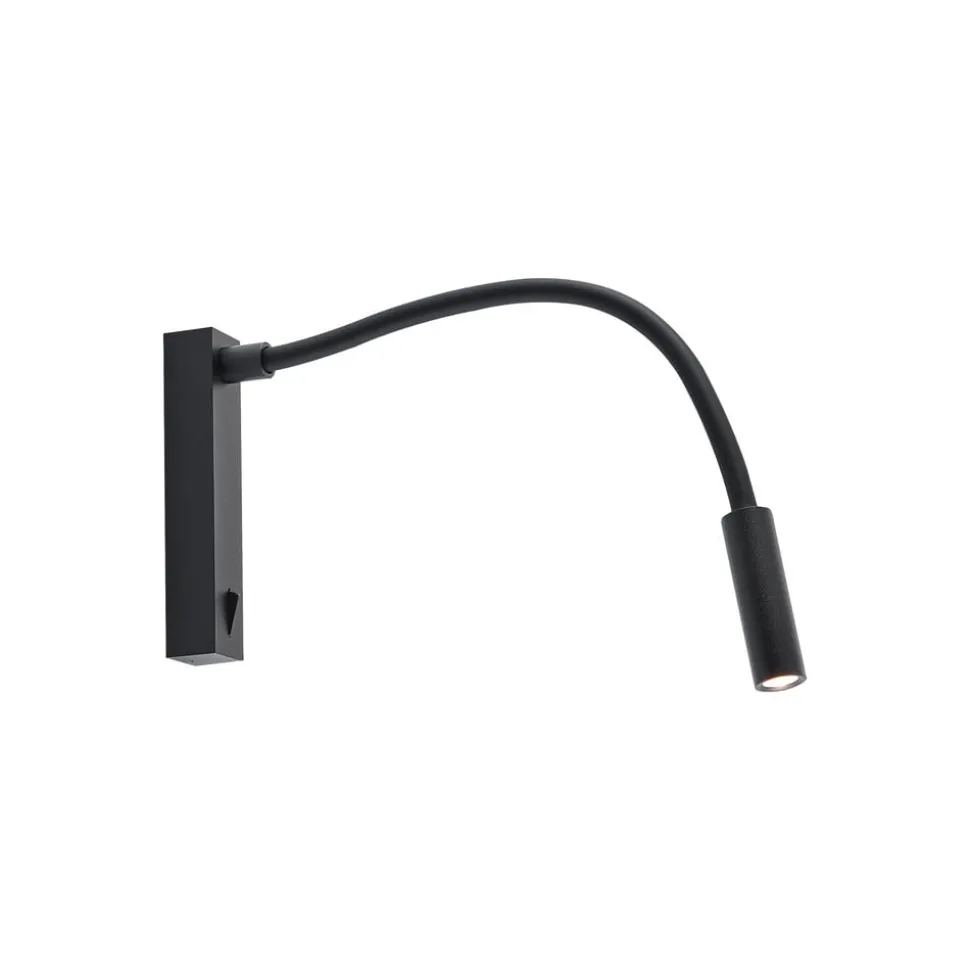 Molto Luce Arok LED wandlamp, zwart, aluminium, projectie 49 cm