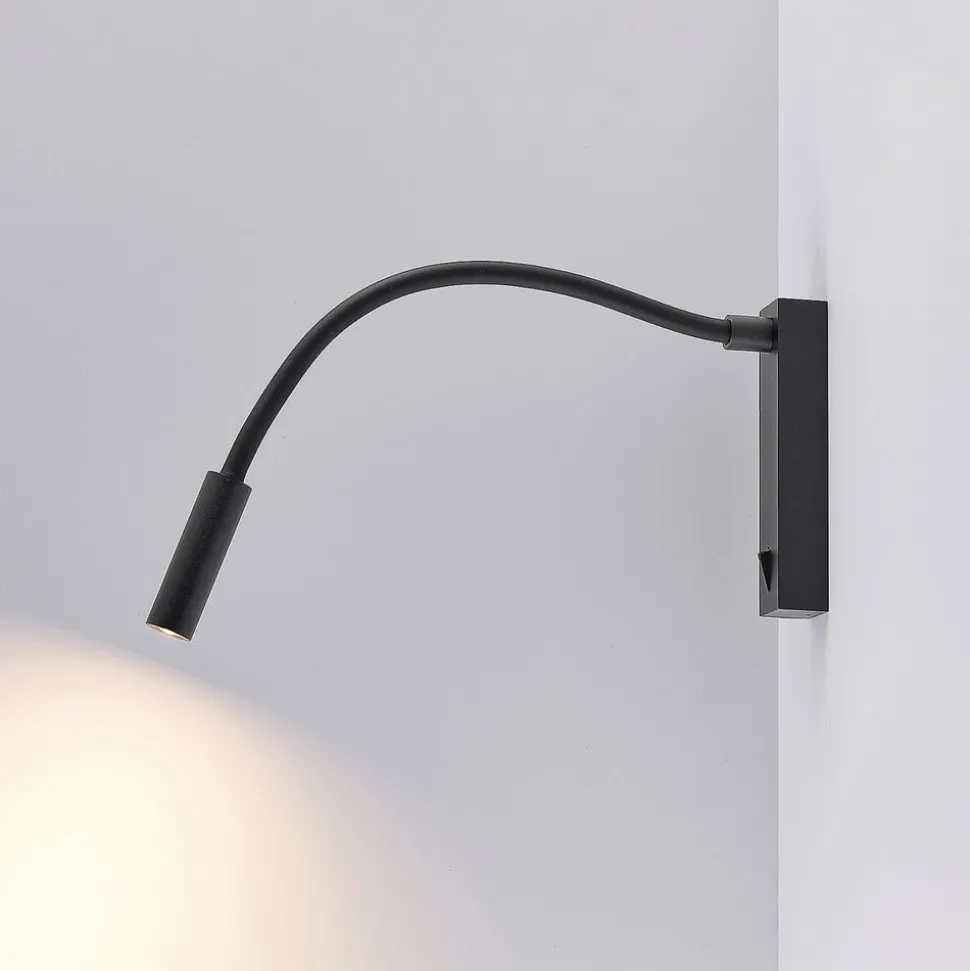 Molto Luce Arok LED wandlamp, zwart, aluminium, projectie 49 cm