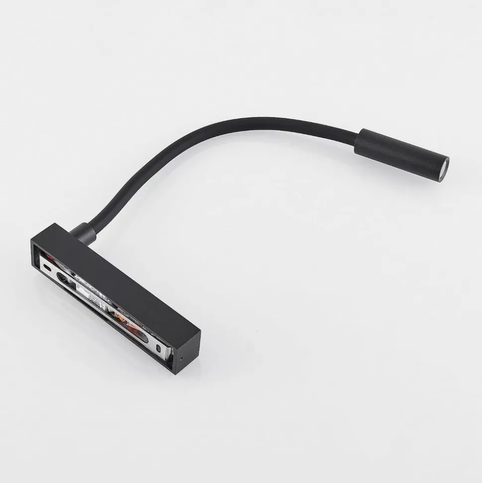 Molto Luce Arok LED wandlamp, zwart, aluminium, projectie 49 cm