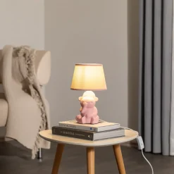 Monkey tafellamp, roze, keramiek, 28 cm hoog, E14