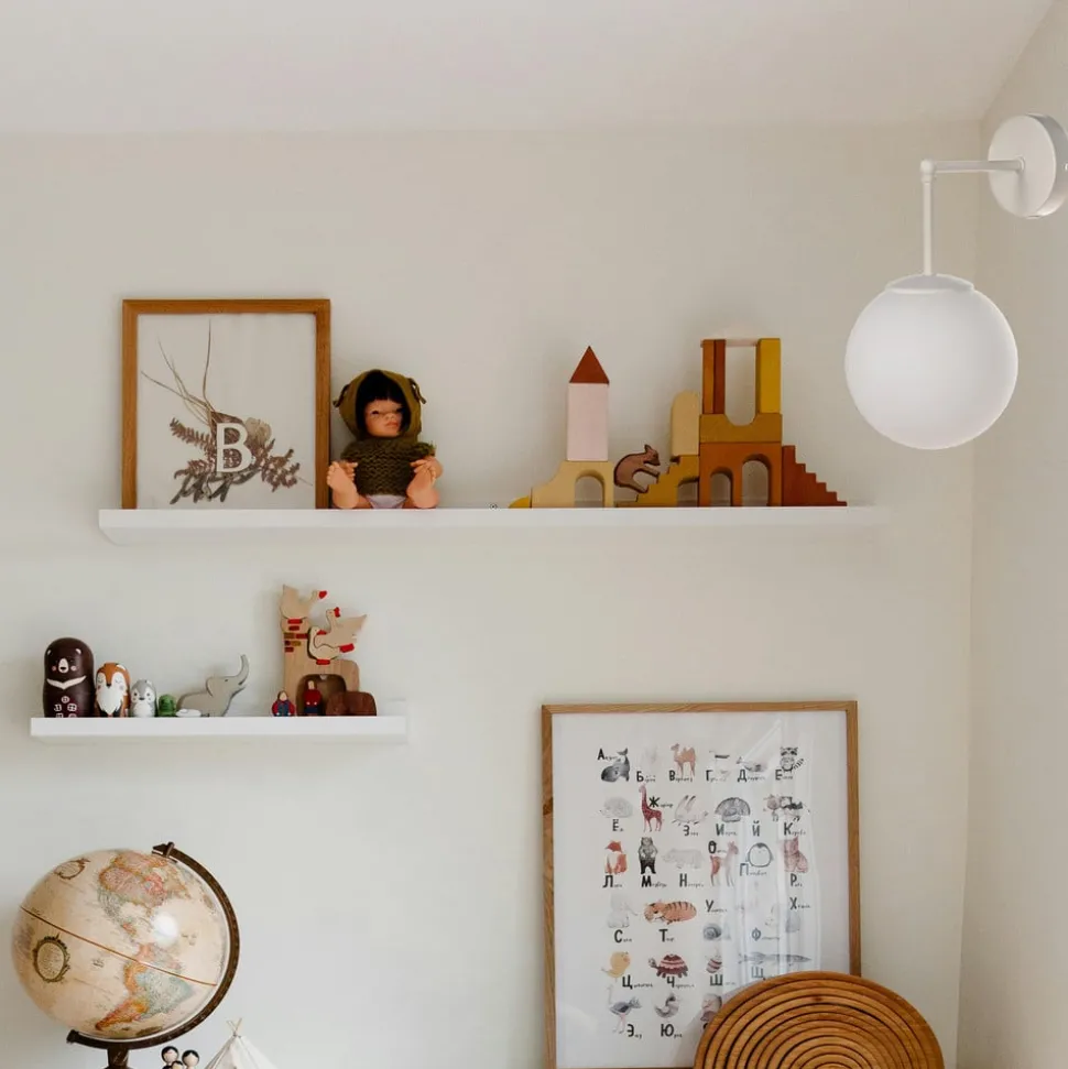 Moon wandlamp, 35 cm, zandkleurig, glas, stekker, E27