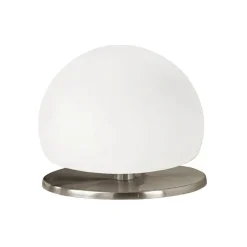 Morgana tafellamp, nikkel / wit, touchdimmer, 3.000 K