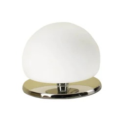 Morgana tafellamp, verchroomd / wit, touchdimmer, 3.000 K