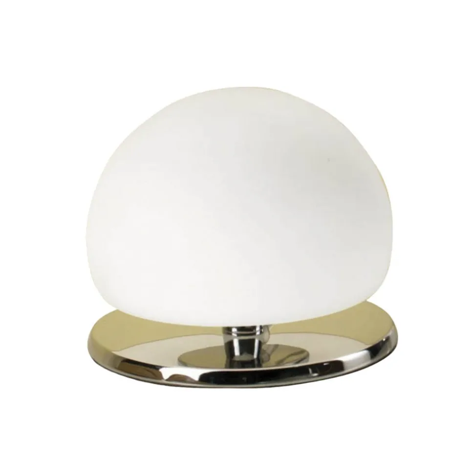 Morgana tafellamp, verchroomd / wit, touchdimmer, 3.000 K