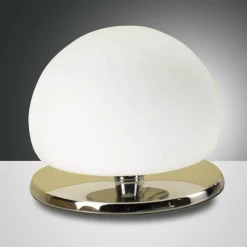 Morgana tafellamp, verchroomd / wit, touchdimmer, 3.000 K