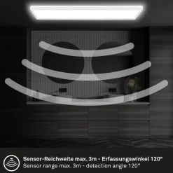 Move LED paneel, sensor, 58 x 20 cm, IP44, kunststof, wit