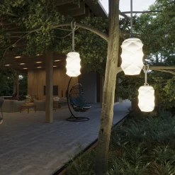 Newgarden Bita LED buiten hanglamp, wit/bruin