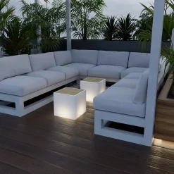 Newgarden Bora tafel met lichtbron, houten blad