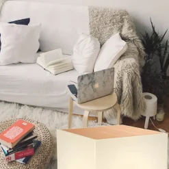 Newgarden Bora tafel met lichtbron, houten blad