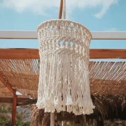 Newgarden hanglamp Mykonos, wit, katoen